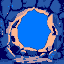 comet, cube holes, blue
