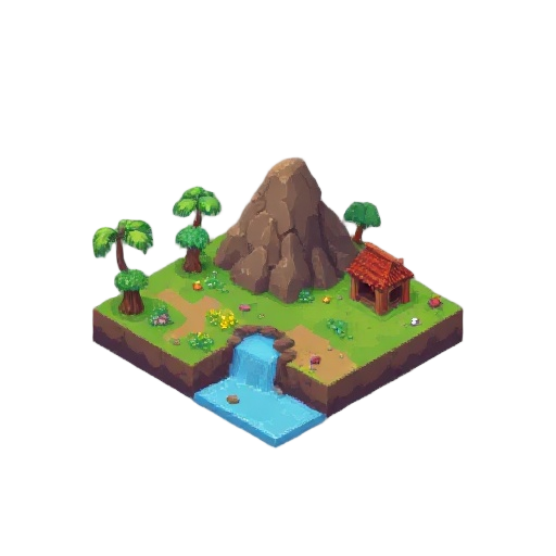 crie um mapa de um jogo em 8bits com 3 biomas ele é um  jogo de survivor visto de cima 
