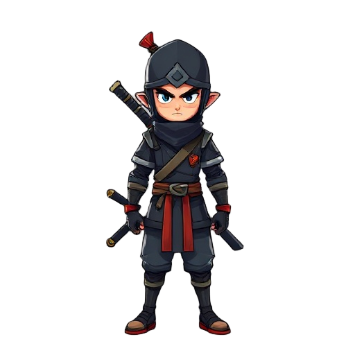 create a character whose outfit is like a samurai + ninja, and carrying sword