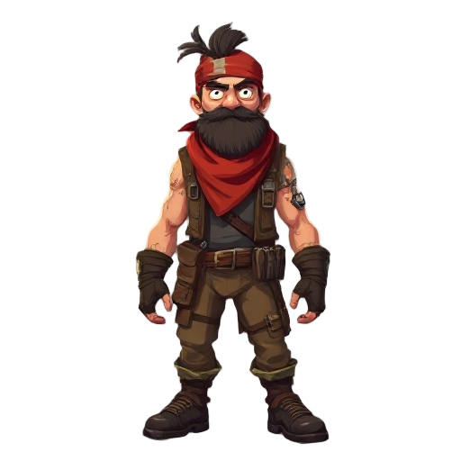 post apocalyptic man with rugged clothes and bandana
