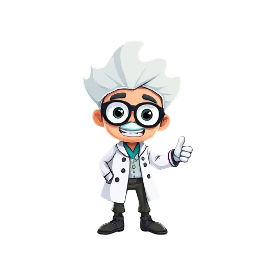 jovem cientista em cartoon