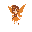 autumn fairy, orange dress, orange wings, brown short hair, girl