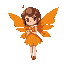 autumn fairy, orange dress, orange wings, brown short hair, girl