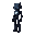 dark-colored robot, tall and skinny, with white accent lights