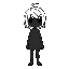 black humanoid, realistic female shape, white disornaded haircut, only a black siluete