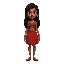 a brazilian indian with black hair, wearing a red skirt