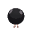 a ball black, with foot, used a dress red