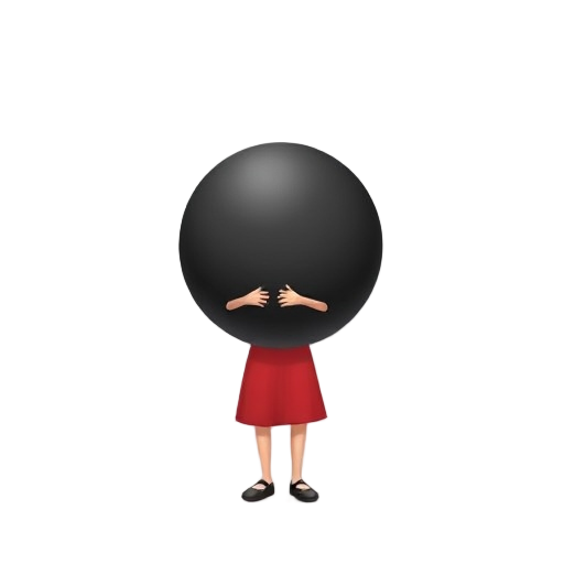 a ball black, with foot, used a dress red