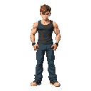 dbz style street fighter, jeans and a tank top
