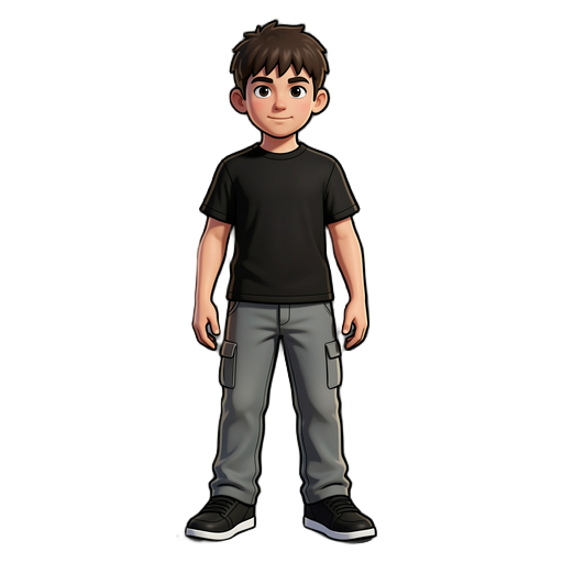 criar um menino de 15 anos 3d estilo gta com moleto preto