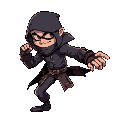 thief or rogue hero character for a fighting game. street fighter style