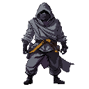 thief or rogue hero character for a fighting game. street fighter style