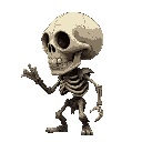 big head weak skeletal minion enemy for a video game, facing sideways. the skeleton appears frail, with cracked and worn bones, tattered remnants of armor or clothing, and a slightly hunched posture.