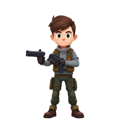 make character with gun in hand