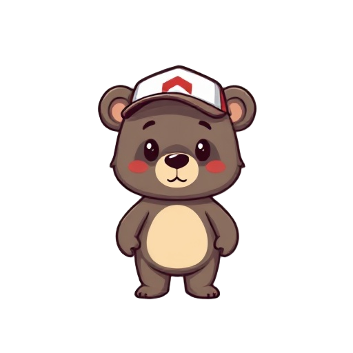 a small bear with baseball hat, 8-bit style