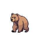 a 8bit game style bear is walking in the forest