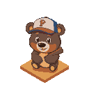 small bear wearing a baseball hat