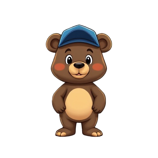 a small bear with baseball hat
