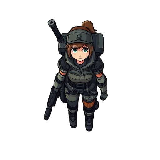 female commander, post-apocalyptic setting, muted color palette