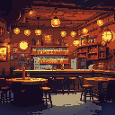 a bar with cozy lighting