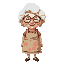 gentle grandma with a warm smile, round glasses, and a colorful apron. soft curls, rosy cheeks, and kind eyes—she feels like home, hugs, and freshly baked cookies.