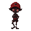 a young saci from brazilian folklore with one leg, dark skin, a red cap, and glowing red eyes. he has a playful yet mysterious expression, lean body, and short hair. a small swirl of mist surrounds him, hinting at his magical nature.