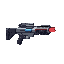 a sci-fi laser rifle. grey's and blacks and white. it has energy glowing 