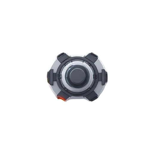 top-down view of a small futuristic hovercraft gently swaying left and right, emitting small fiery exhaust flames from the back, smooth loop, clean background, cinematic lighting, minimalistic style