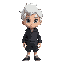  a boy with white hair and eyes, fair skin and dark clothes. vivid colors
