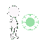 a white character with no appearance and a black border, surrounded by a ''green healing circle''