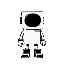 make a simple box character using only the colors black and white, use hands as boxes, feet as boxes and a circular head. 