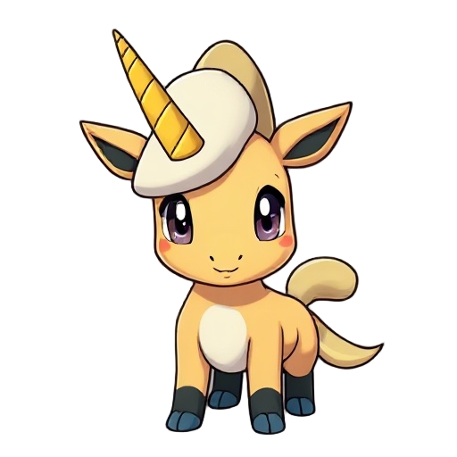 capricorn with fish tail, pokemons style, gold horn