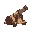 a side view of a large cannon drawn on a parchment in large pixels