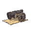 a side view of a cannon drawn on a piece parchment