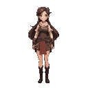 girl with a beautiful figure. warrior housewife, long hair
