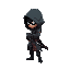rogue assassin character, side view.