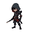 rogue assassin character, side view.
