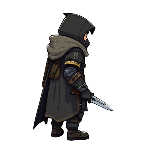 destiny 2 hunter facing right, cool armour, rugged, cool cloak, pixelated, facing right exactly. destiny game hunter