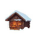 woodshed in a snowy night forest
