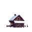 barn in a snowy night forest