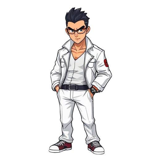 a yakuza wearing a white jacket and white pants