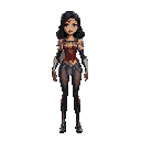 wonder woman wearing wonder woman armor outfit and black transparent pantyhose