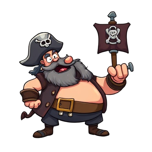 a fat pirate attacking