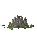 please create me 10 sprites, side-scrolling pixel art environment of the crumbling citadel, with a layered foreground, middle ground, and background to create depth 