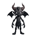 create a character : the character could have a humanoid silhouette with subtle demonic features like glowing eyes, cracked skin, or horns growing from their head or shoulders. 