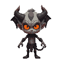 create a character : the character could have a humanoid silhouette with subtle demonic features like glowing eyes, cracked skin, or horns growing from their head or shoulders. 