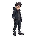 idle stance, cyberpunk guy, side profile