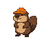 beaver pixel art for a 2d platfomer game with orange hat