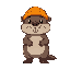 beaver pixel art for a 2d platfomer game with orange hat