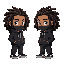 create a dark skinned man in chibi, make him have dreads, make him wear a black hoodie, make him wear black airforce 1s, make his hoodie cover his face, make his dreads cover his face